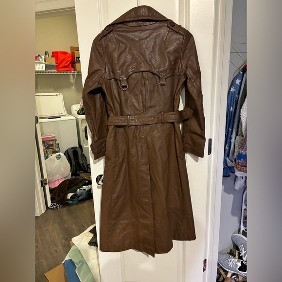 70s leather trench style coat - Picture 4 of 7